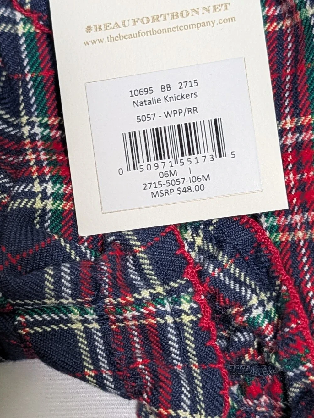 TBBC The Beaufort Bonnet Company Natalie Knickers Plaid Bloomers 0-6M NWT